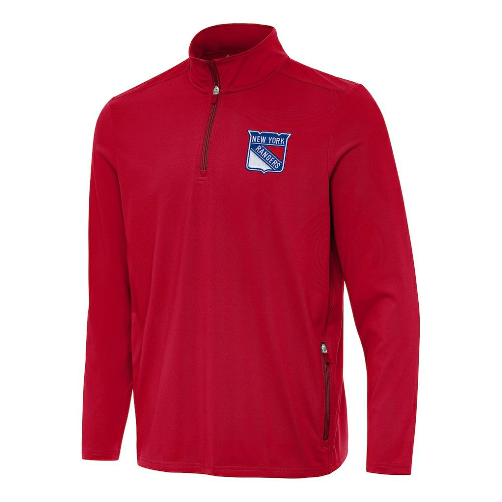 New York Rangers Antigua Perilous Quarter-Zip Sweatshirt Red
