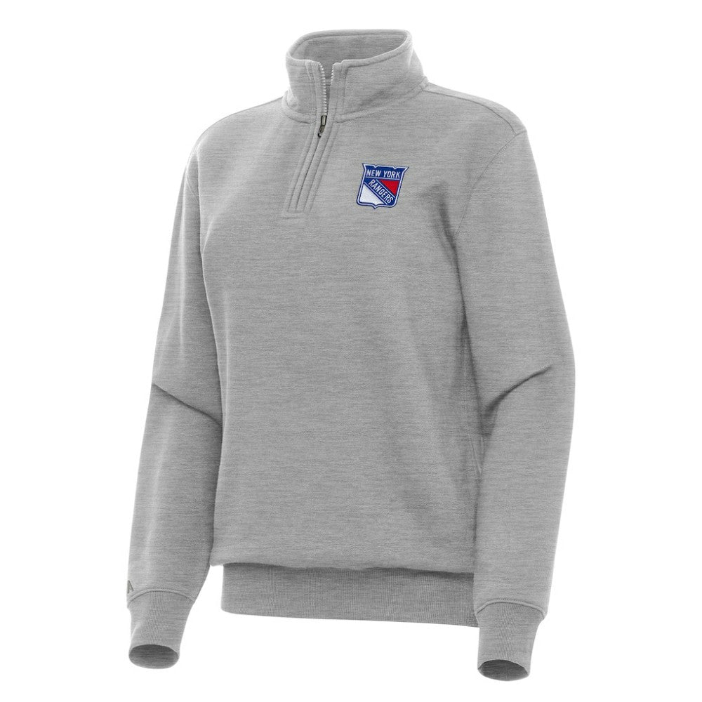New York Rangers Antigua Women's Victory Quarter-Zip Sweatshirt Heather Gray