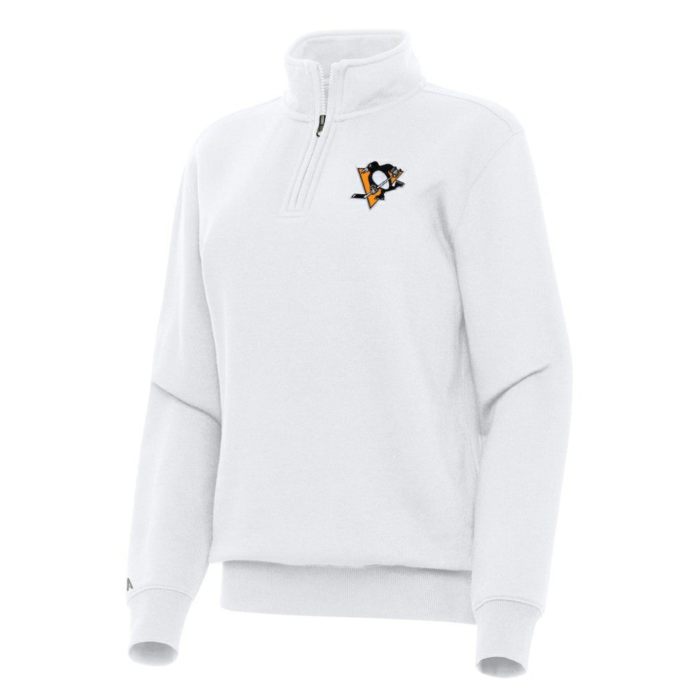 Pittsburgh Penguins Antigua Women's Victory Quarter-Zip Sweatshirt White