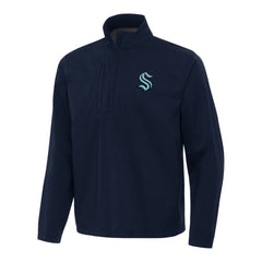 Seattle Kraken Antigua Brisk Quarter-Zip Windbreaker Navy