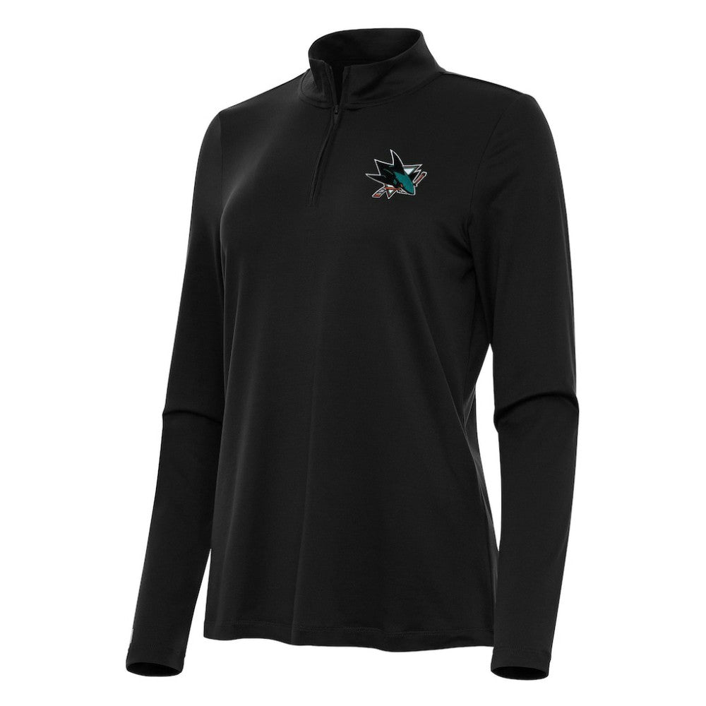 San Jose Sharks Antigua Women's Reprocess Quarter-Zip Top Black