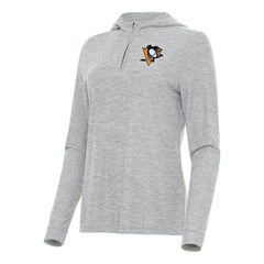 Pittsburgh Penguins Antigua Women's Daybreak Quarter-Zip Hoodie Heather Gray