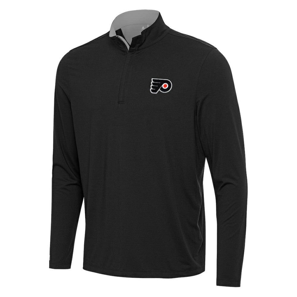Philadelphia Flyers Antigua Content Quarter-Zip Pullover Top Black/Gray