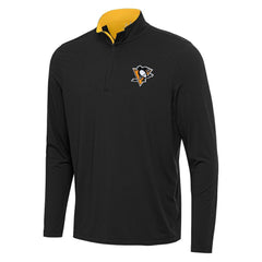 Pittsburgh Penguins Antigua Content Quarter-Zip Pullover Top Black/Gold