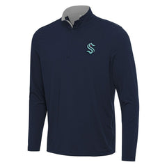 Seattle Kraken Antigua Content Quarter-Zip Pullover Top Deep Sea Blue/Gray
