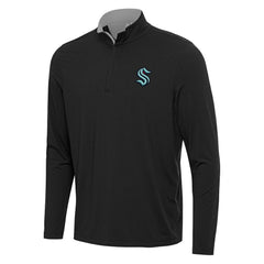 Seattle Kraken Antigua Content Quarter-Zip Pullover Top Black/Gray