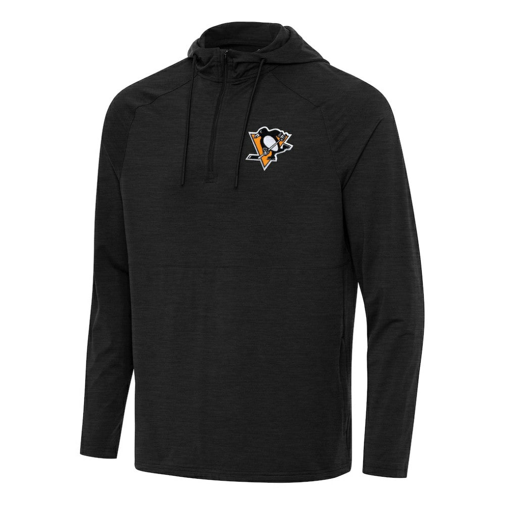 Pittsburgh Penguins Antigua Spikes Quarter-Zip Hoodie Heather Black