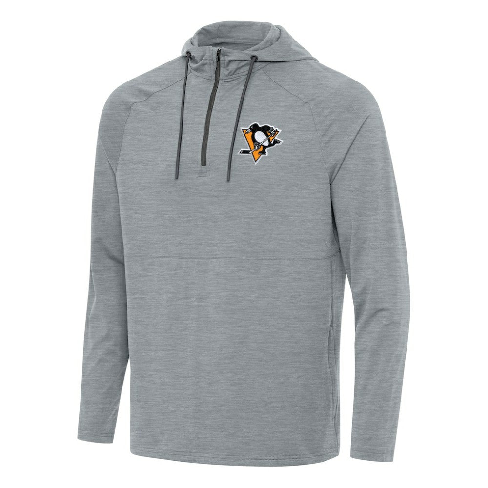 Pittsburgh Penguins Antigua Spikes Quarter-Zip Hoodie Heather Gray