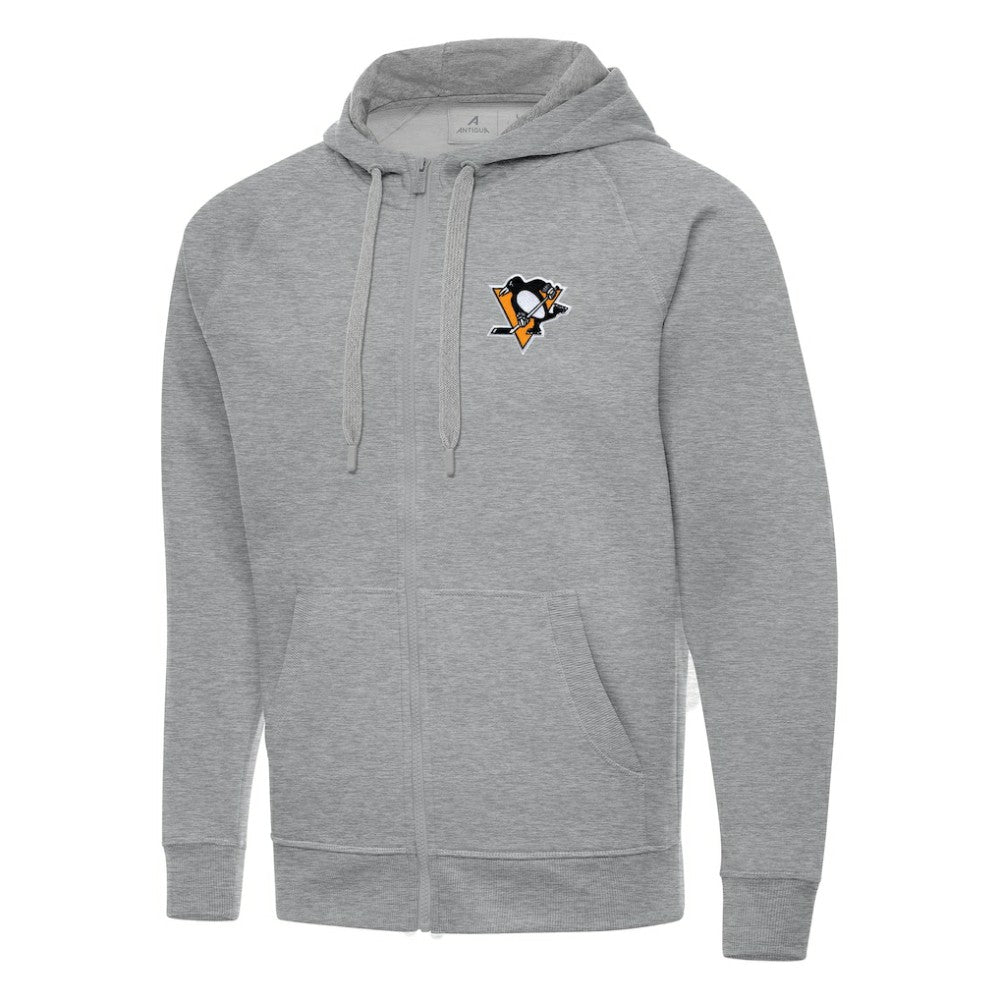 Pittsburgh Penguins Antigua Big & Tall Victory Full-Zip Hoodie Heather Gray