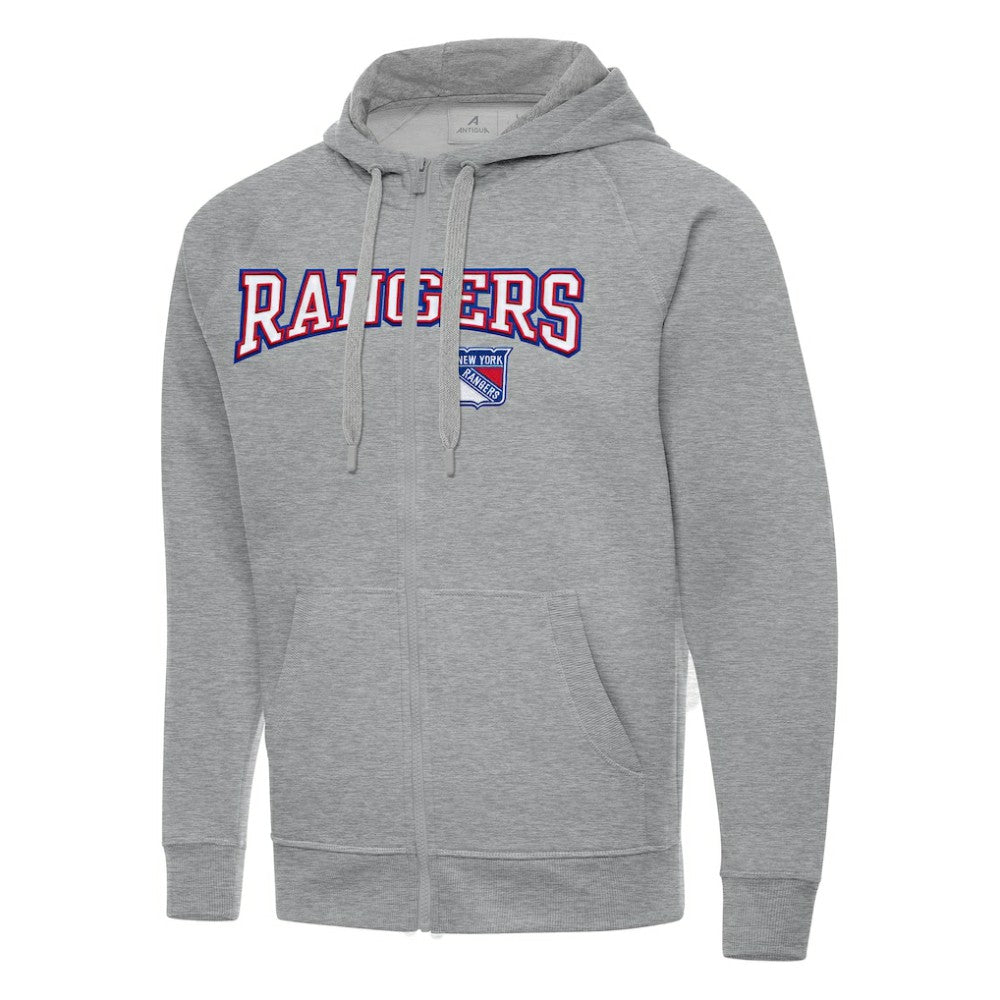 New York Rangers Antigua Big & Tall Victory Full-Zip Hoodie Heather Gray
