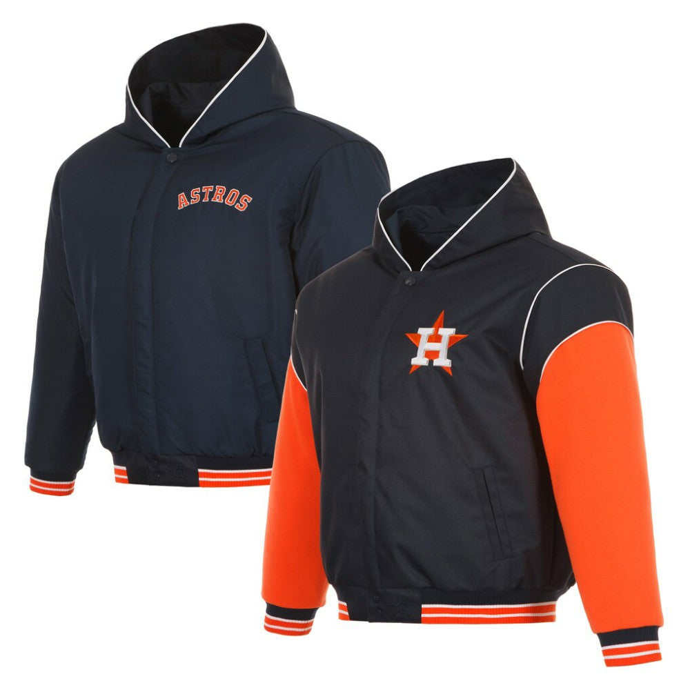 Houston Astros JH Design Youth Reversible Fleece Full-Snap Hoodie Jacket - Black