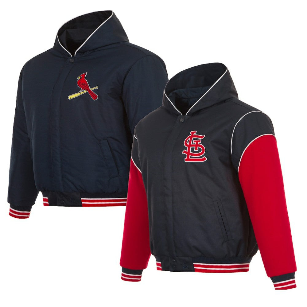 St. Louis Cardinals JH Design Youth Reversible Fleece Full-Snap Hoodie Jacket - Black