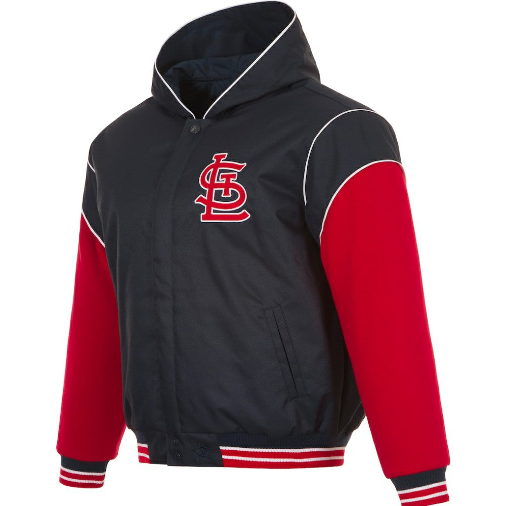 St. Louis Cardinals JH Design Youth Reversible Fleece Full-Snap Hoodie Jacket - Black