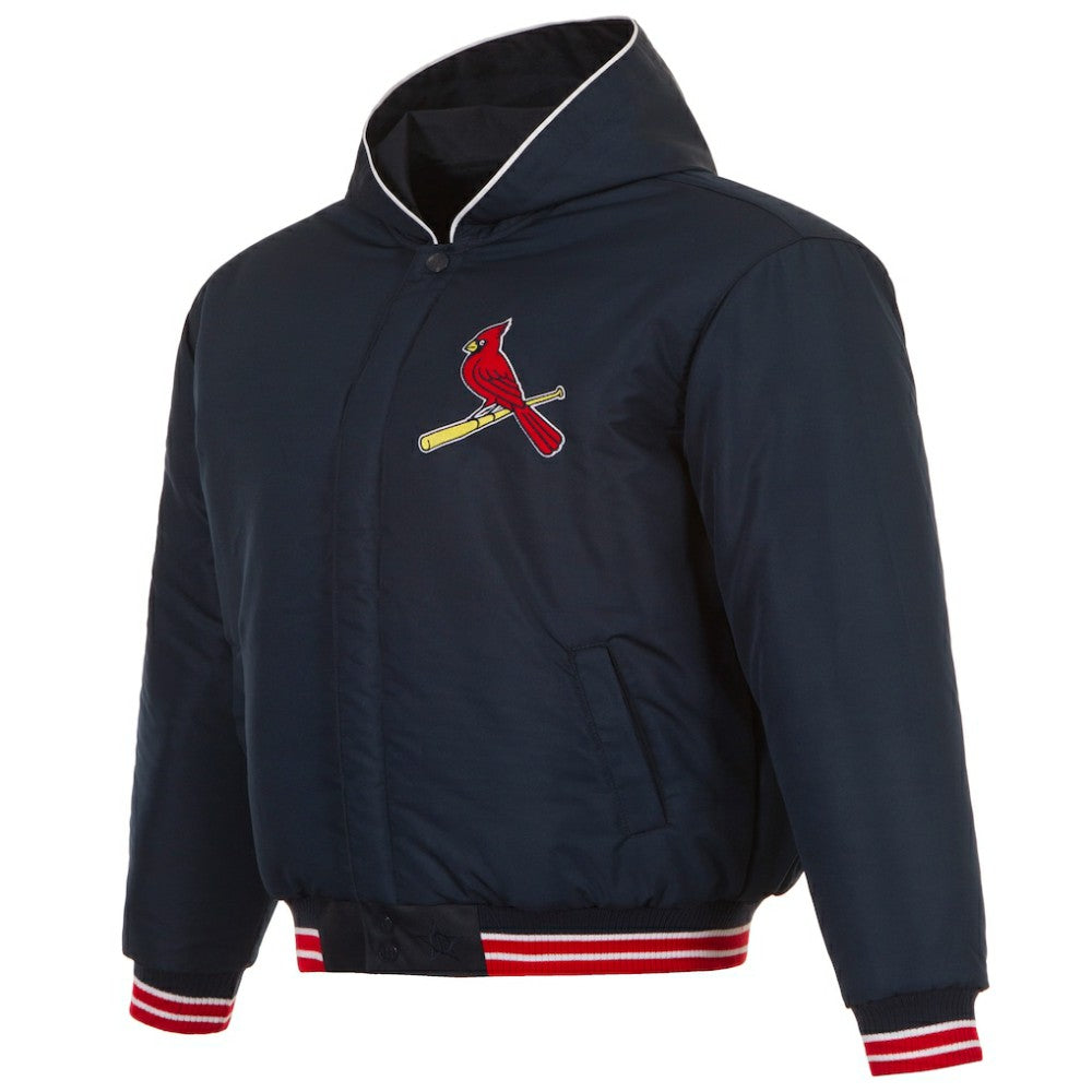 St. Louis Cardinals JH Design Youth Reversible Fleece Full-Snap Hoodie Jacket - Black