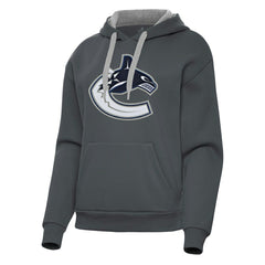 Vancouver Canucks Antigua Women's Victory Pullover Hoodie Charcoal