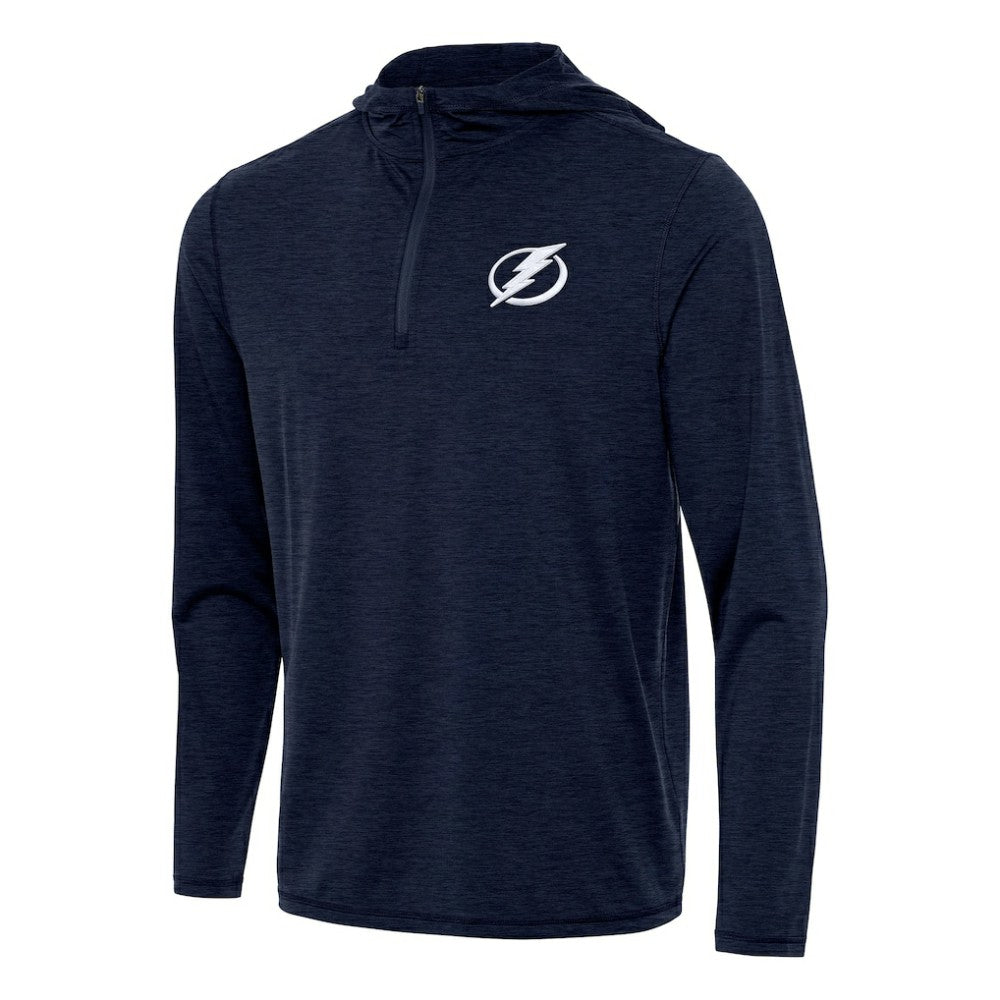 Tampa Bay Lightning Antigua Tidy Quarter-Zip Hoodie Heather Navy