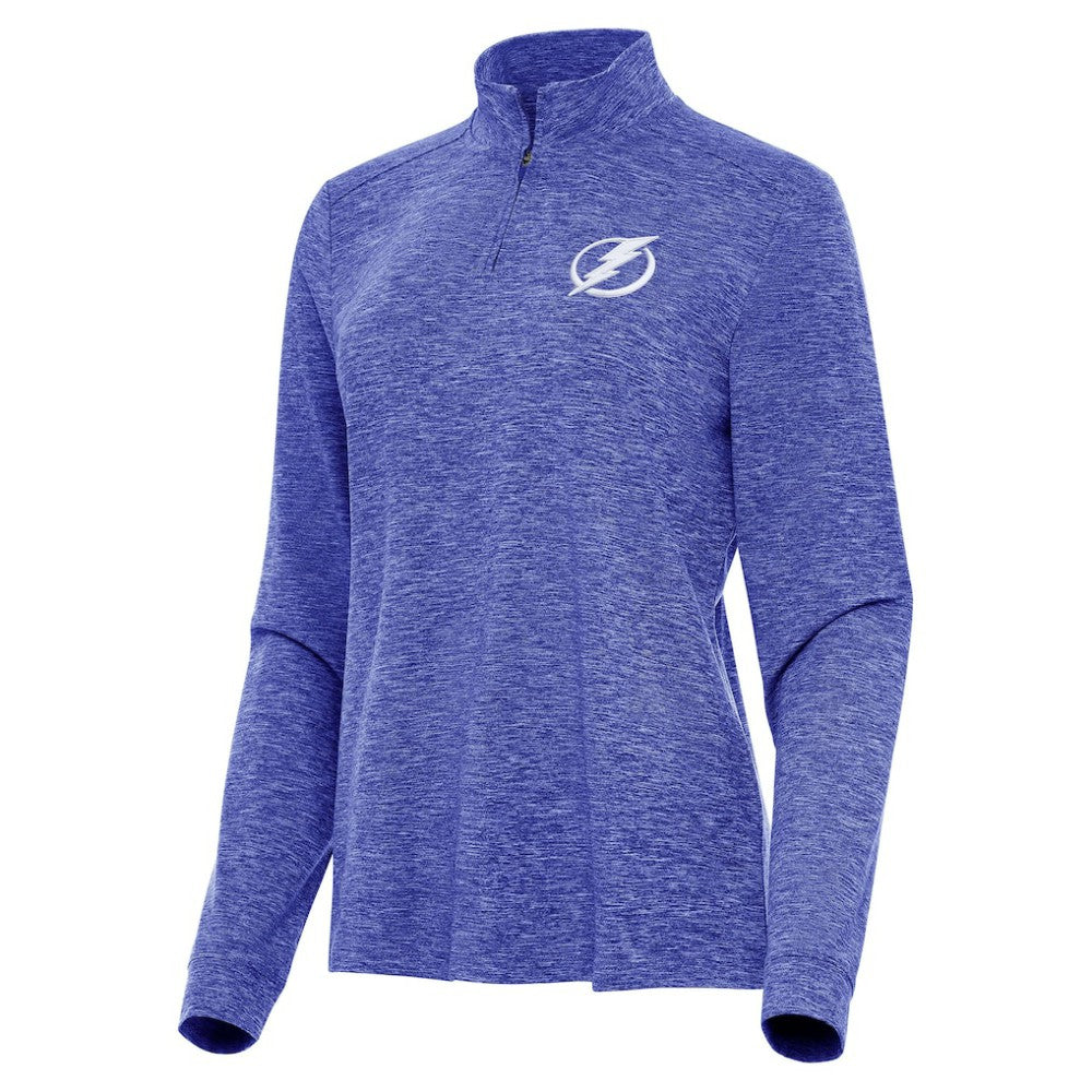Tampa Bay Lightning Antigua Women's Mentor Quarter-Zip Mock Long Sleeve Top Heather Royal
