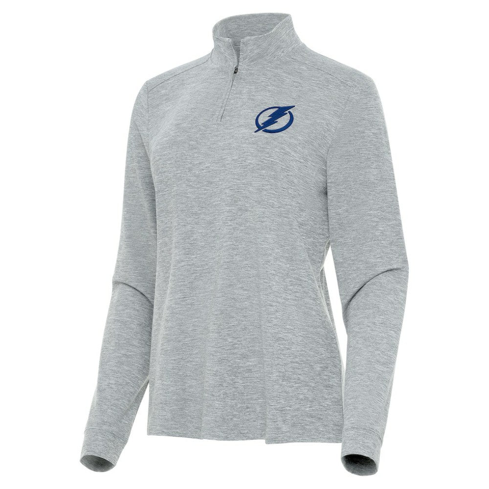 Tampa Bay Lightning Antigua Women's Mentor Quarter-Zip Mock Long Sleeve Top Heather Gray