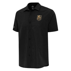Vegas Golden Knights Antigua Activate Woven Short Sleeve Button-Up Shirt Black