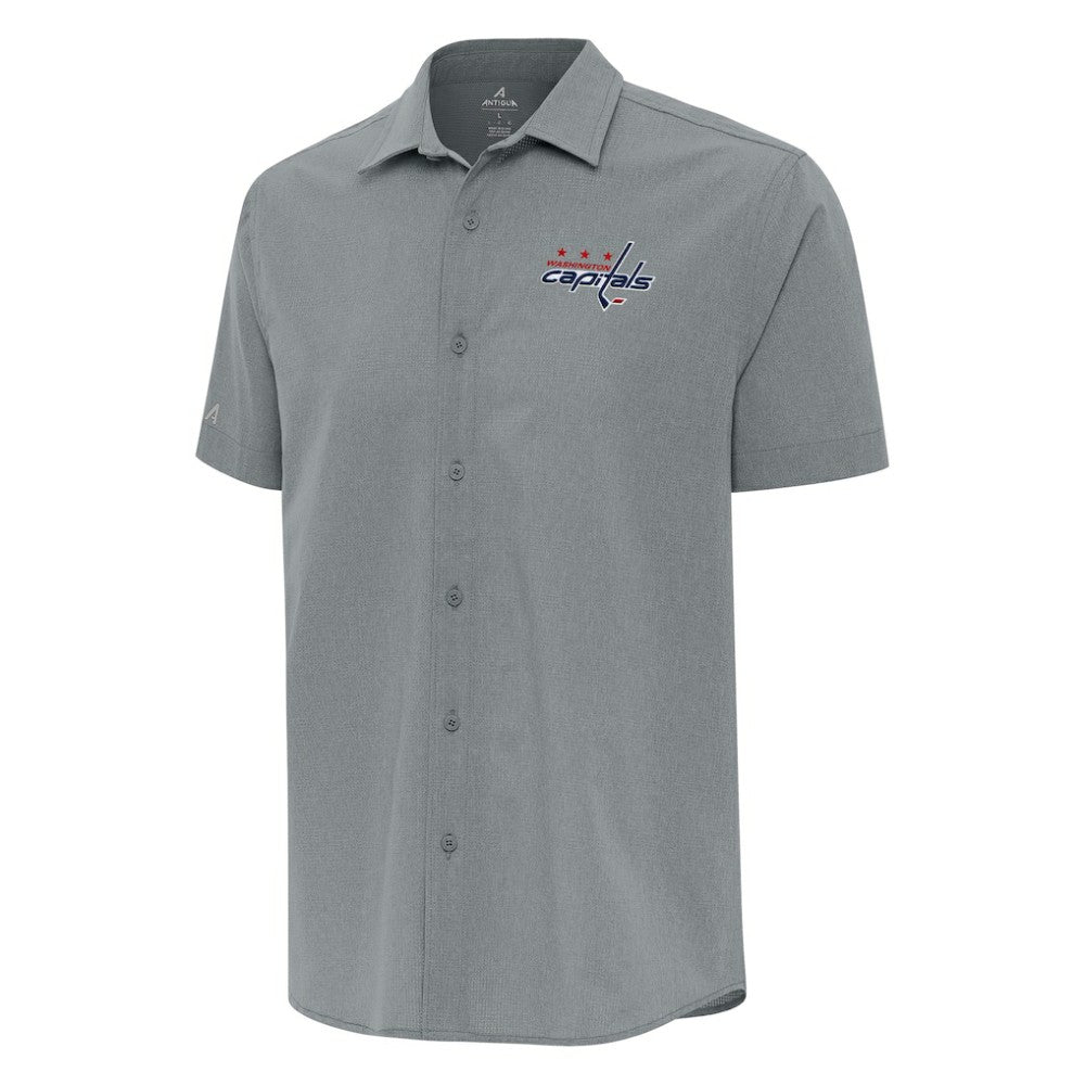 Washington Capitals Antigua Activate Woven Short Sleeve Button-Up Shirt Gray