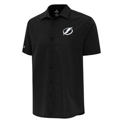 Tampa Bay Lightning Antigua Activate Woven Short Sleeve Button-Up Shirt Black