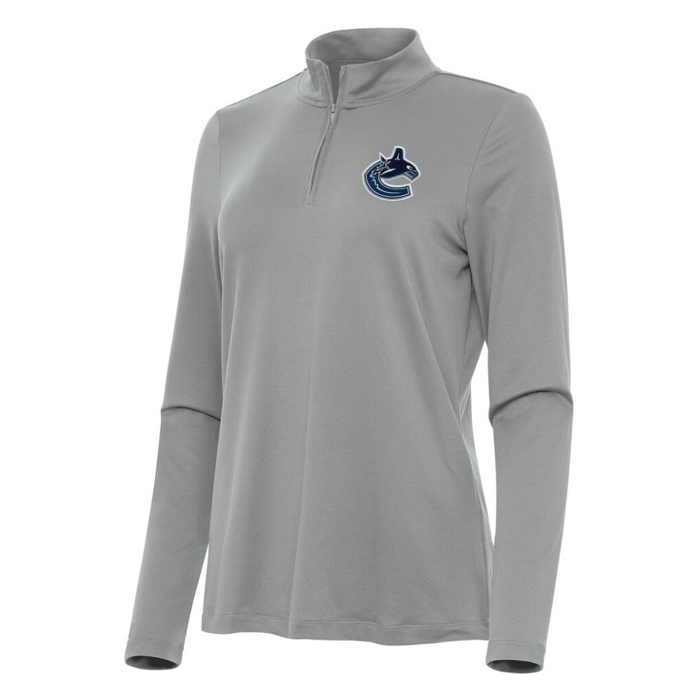 Vancouver Canucks Antigua Women's Reprocess Quarter-Zip Top Gray
