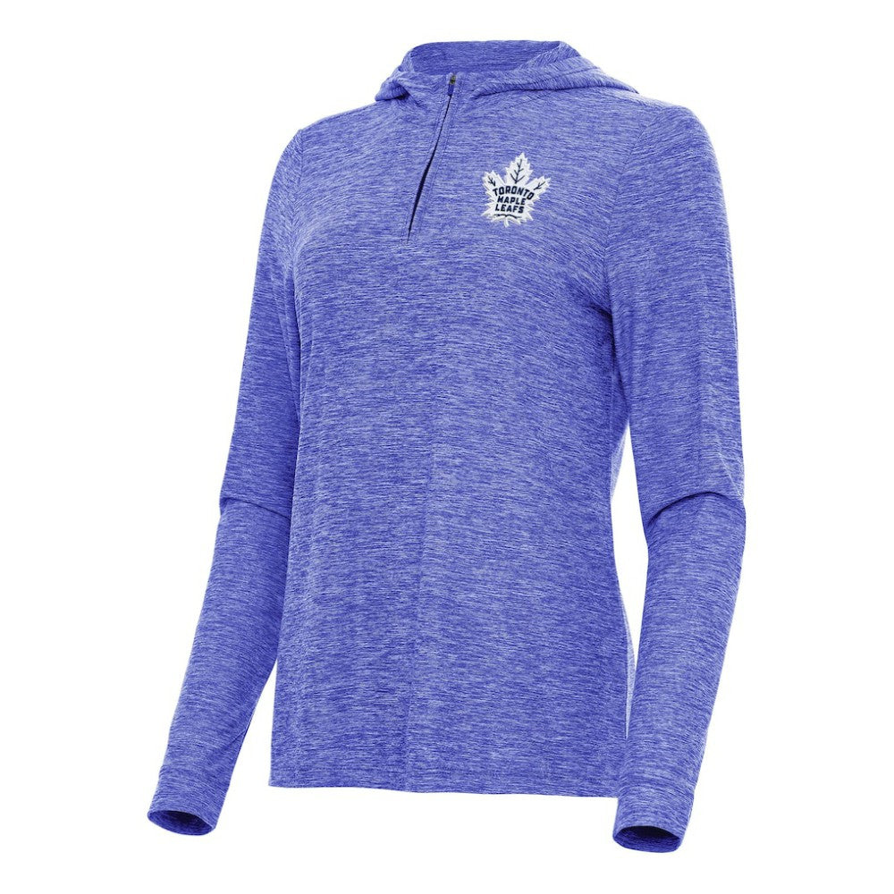 Toronto Maple Leafs Antigua Women's Daybreak Quarter-Zip Hoodie Heather Blue