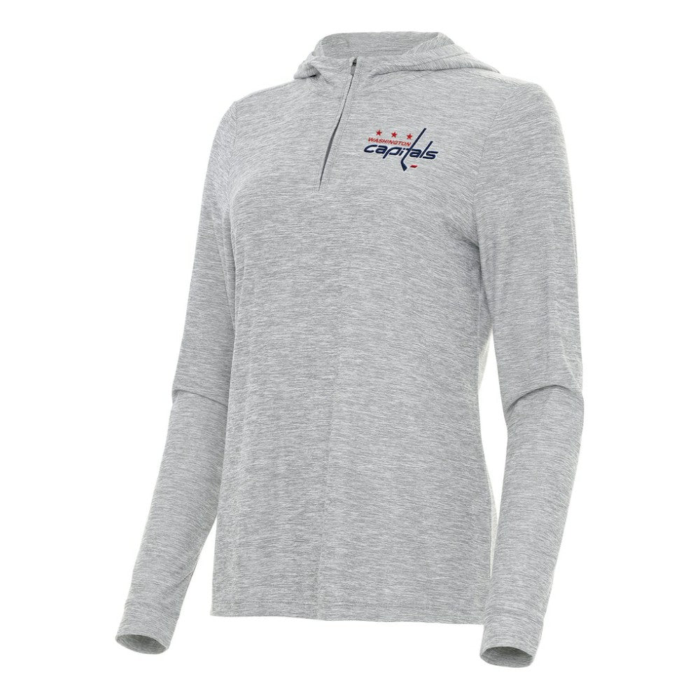 Washington Capitals Antigua Women's Daybreak Quarter-Zip Hoodie Heather Gray