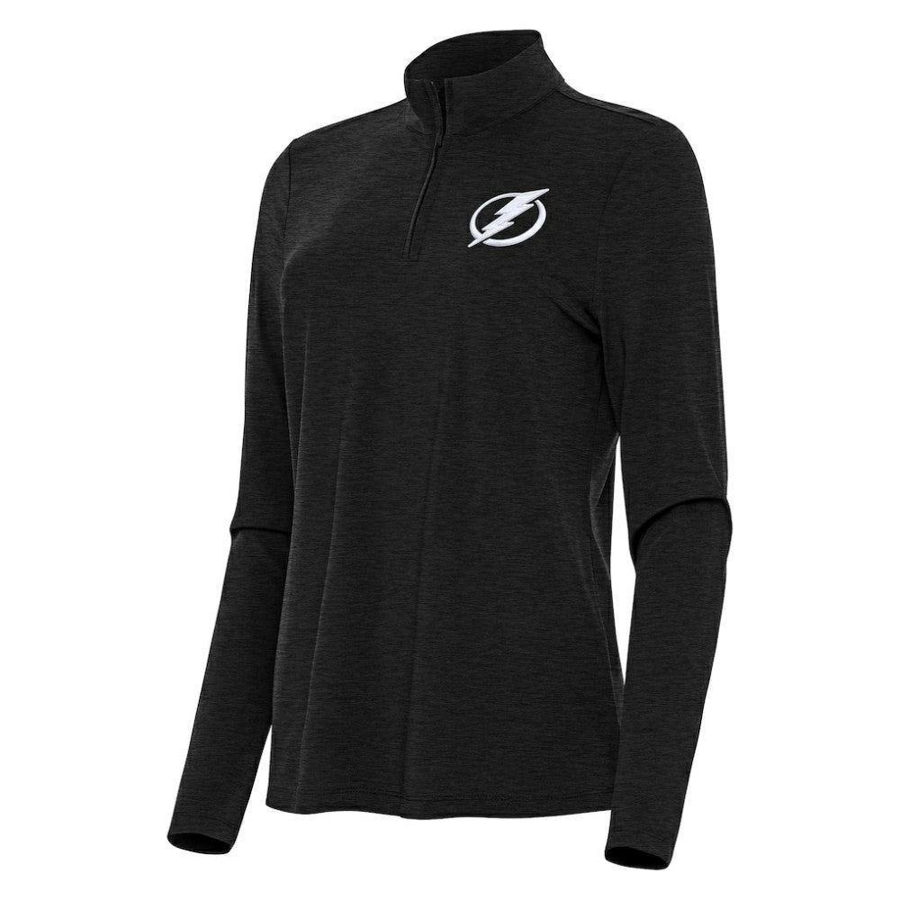 Tampa Bay Lightning Antigua Women's Bright Quarter-Zip Top Heather Black
