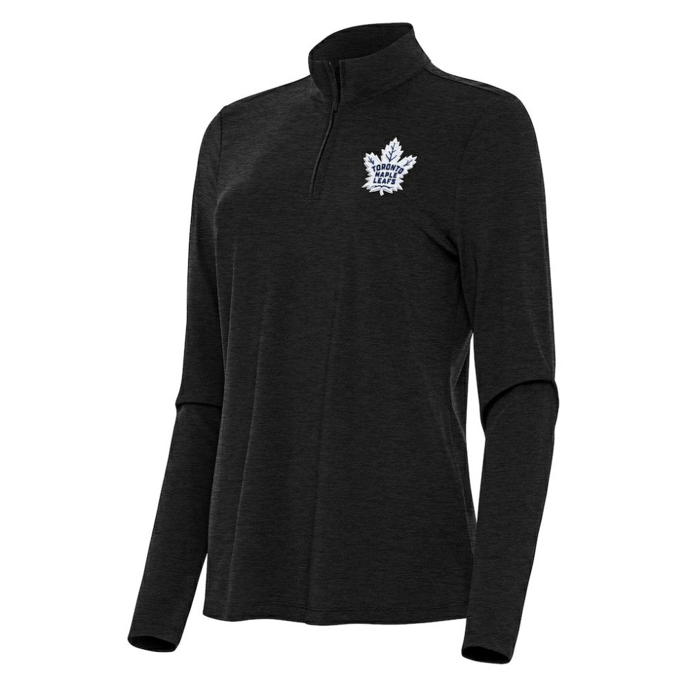 Toronto Maple Leafs Antigua Women's Bright Quarter-Zip Top Heather Black