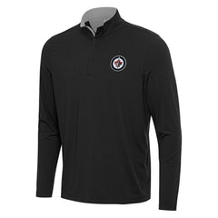 Winnipeg Jets Antigua Content Quarter-Zip Pullover Top Black/Gray