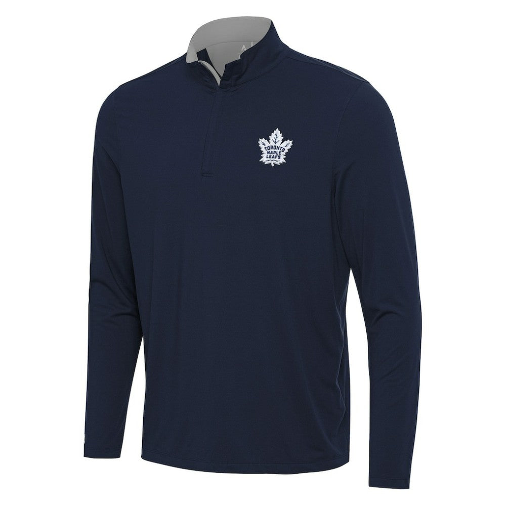 Toronto Maple Leafs Antigua Content Quarter-Zip Pullover Top Navy/Gray