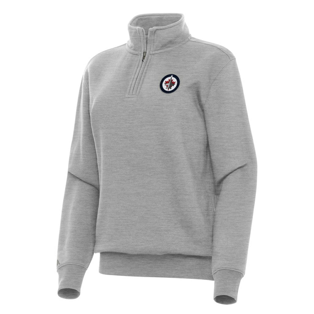 Winnipeg Jets Antigua Women's Victory Quarter-Zip Sweatshirt Heather Gray