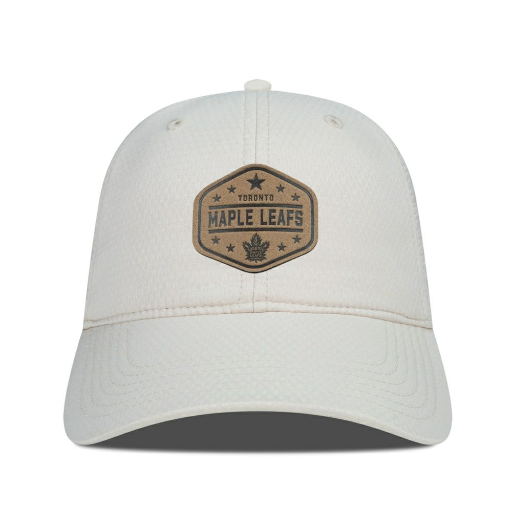 Toronto Maple Leafs Men's Levelwear Faux Leather Patch Unstructured Adjustable Hat Cream