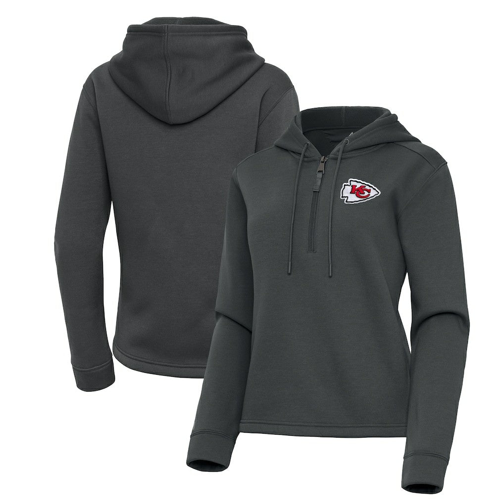 Kansas City Chiefs Antigua Women's Contemporary Quarter-Zip Hoodie - Pewter outlet