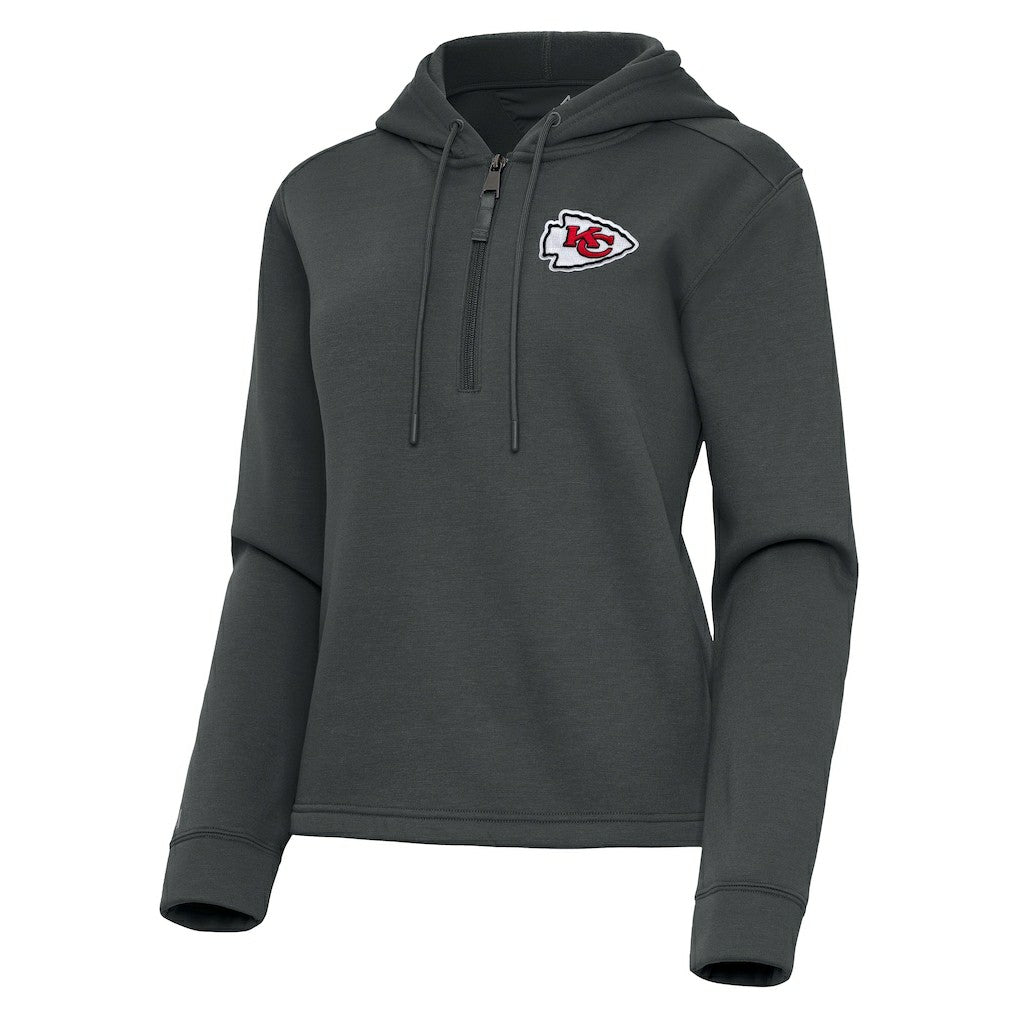 Kansas City Chiefs Antigua Women's Contemporary Quarter-Zip Hoodie - Pewter outlet