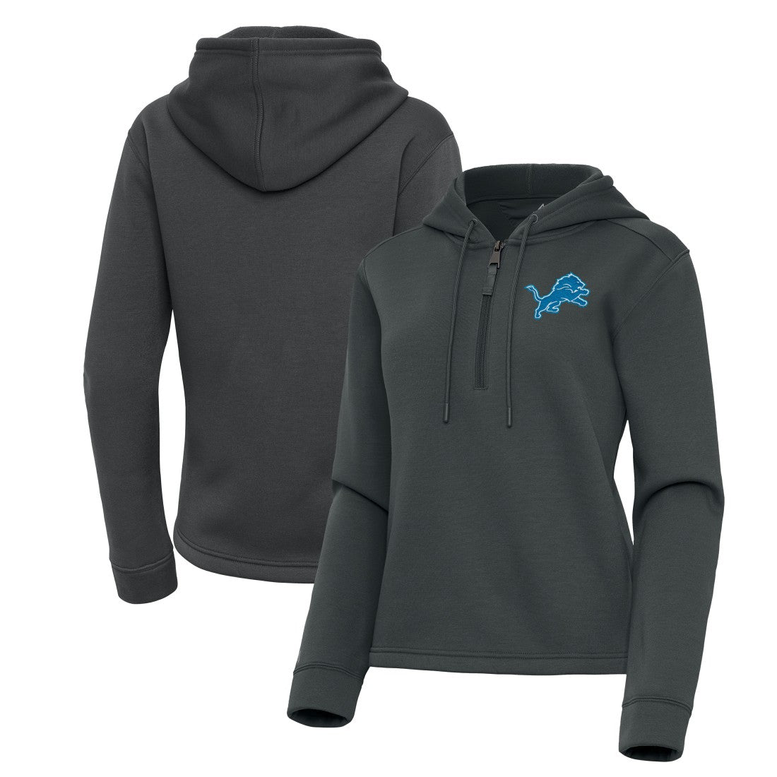 Detroit Lions Antigua Women's Contemporary Quarter-Zip Hoodie - Pewter discount