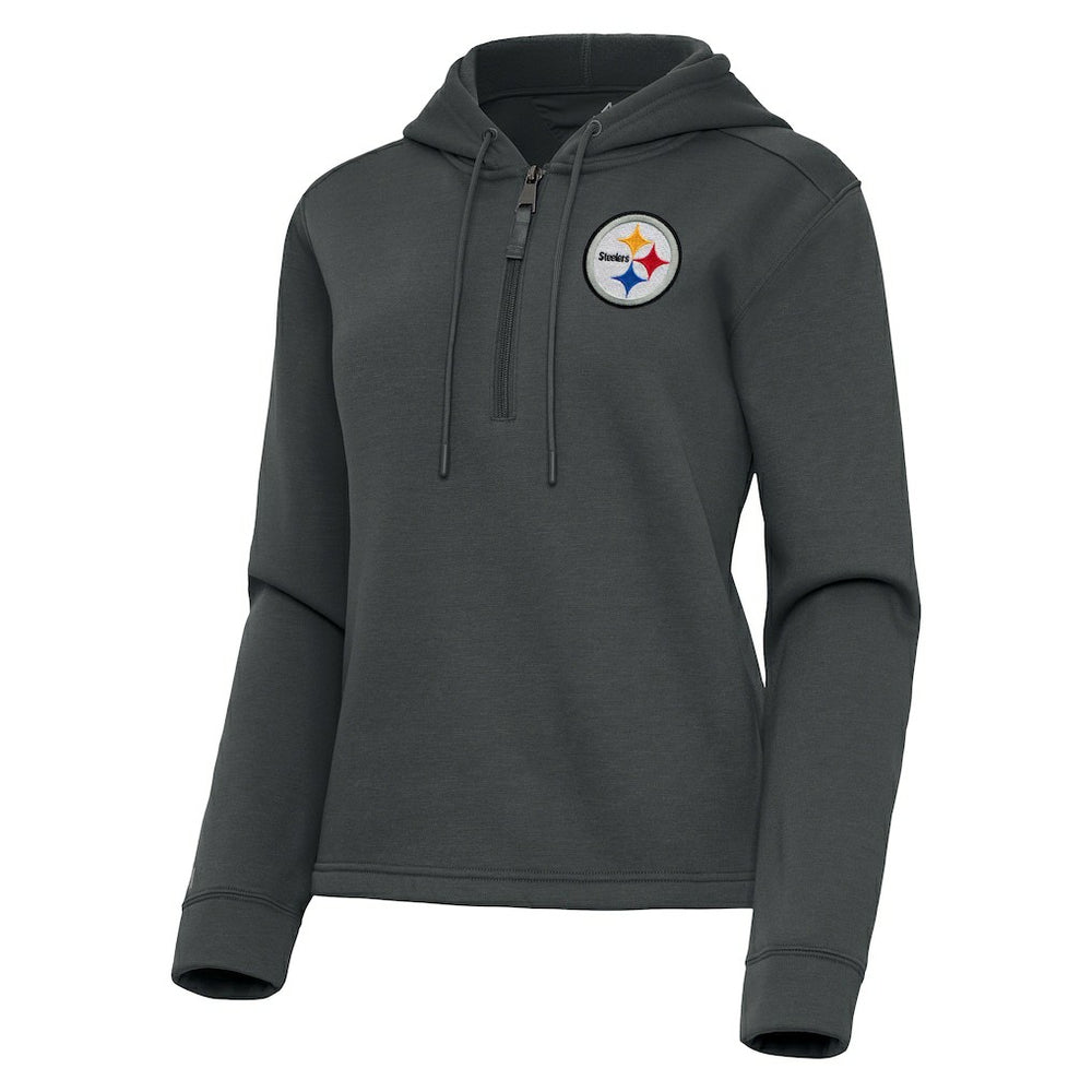 Pittsburgh Steelers Antigua Women's Contemporary Quarter-Zip Hoodie - Pewter discount