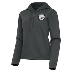 Pittsburgh Steelers Antigua Women's Contemporary Quarter-Zip Hoodie - Pewter discount