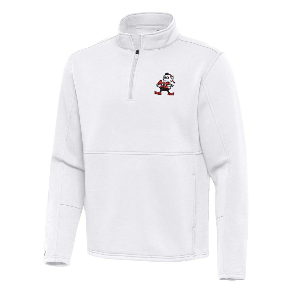 Cleveland Browns Antigua Twist Quarter-Zip Pullover Jacket - White cheap