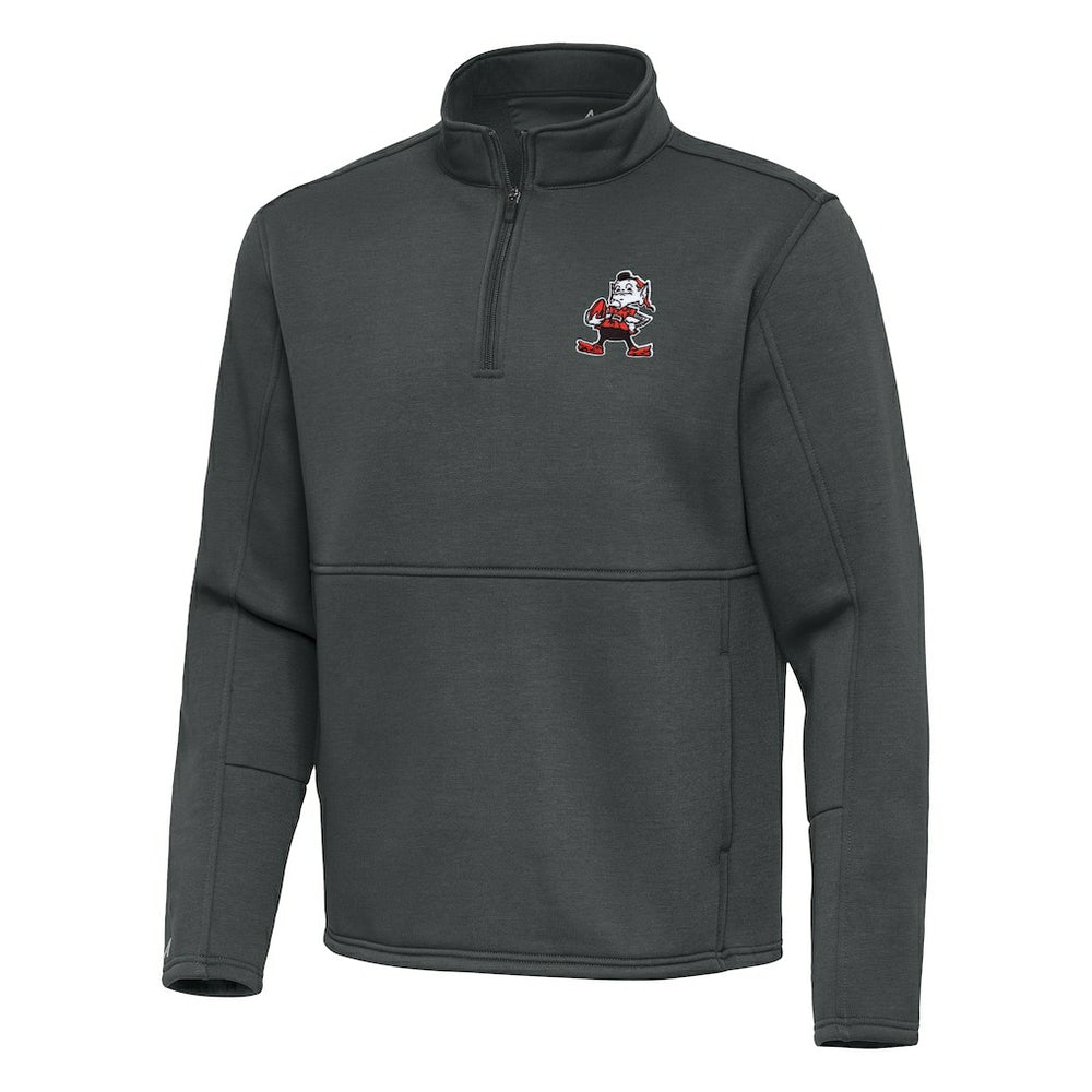 Cleveland Browns Antigua Twist Quarter-Zip Pullover Jacket - Pewter sale