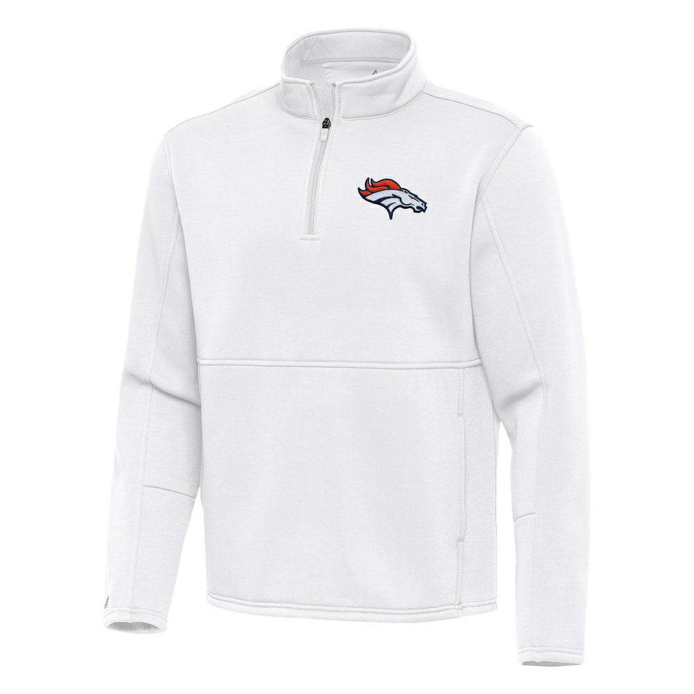 Denver Broncos Antigua Twist Quarter-Zip Pullover Jacket - White on sale
