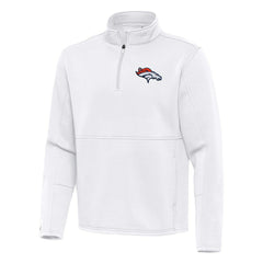 Denver Broncos Antigua Twist Quarter-Zip Pullover Jacket - White on sale
