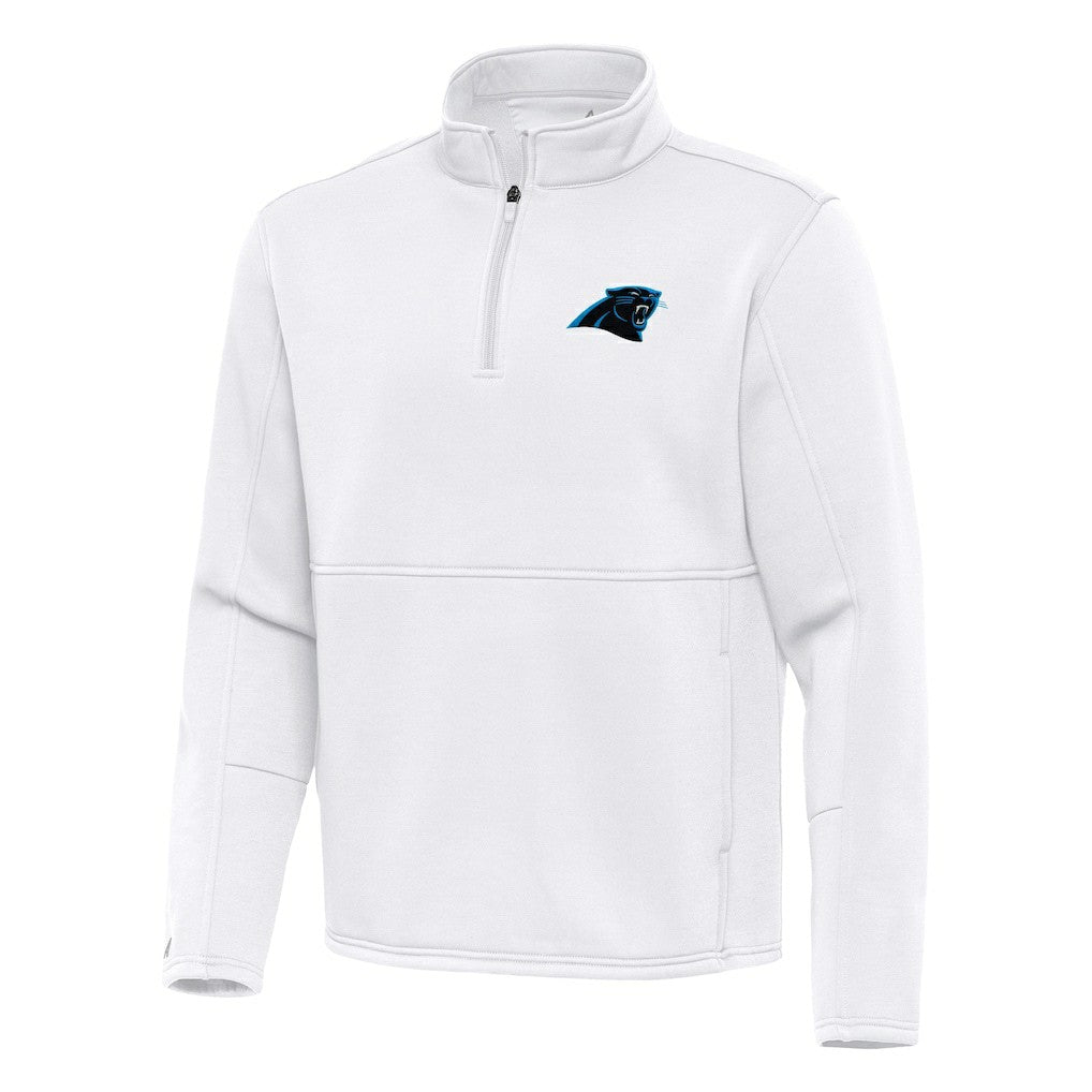 Carolina Panthers Antigua Twist Quarter-Zip Pullover Jacket - White on sale