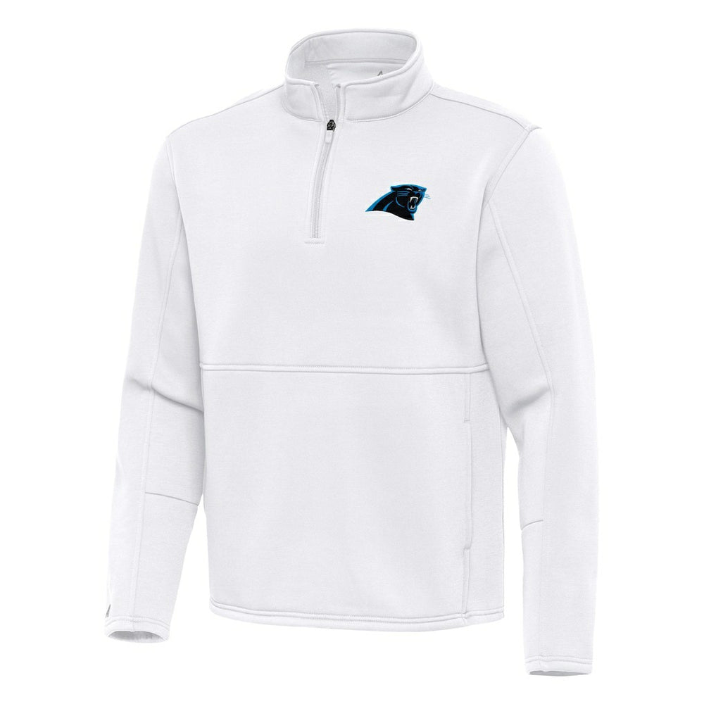 Carolina Panthers Antigua Twist Quarter-Zip Pullover Jacket - White on sale