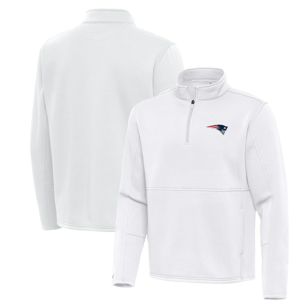 New England Patriots Antigua Twist Quarter-Zip Pullover Jacket - White on sale