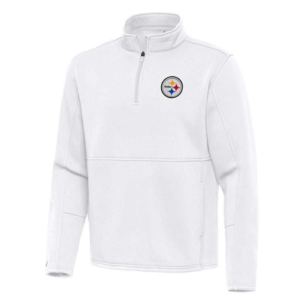 Pittsburgh Steelers Antigua Twist Quarter-Zip Pullover Jacket - White on sale
