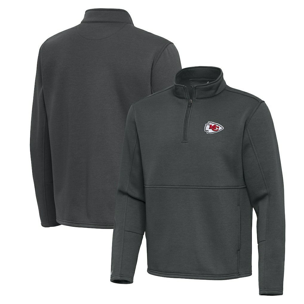 Kansas City Chiefs Antigua Twist Quarter-Zip Pullover Jacket - Pewter on sale