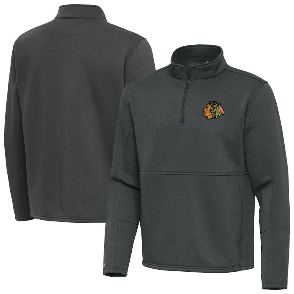 Chicago Blackhawks Antigua Twist Quarter-Zip Pullover Jacket Pewter