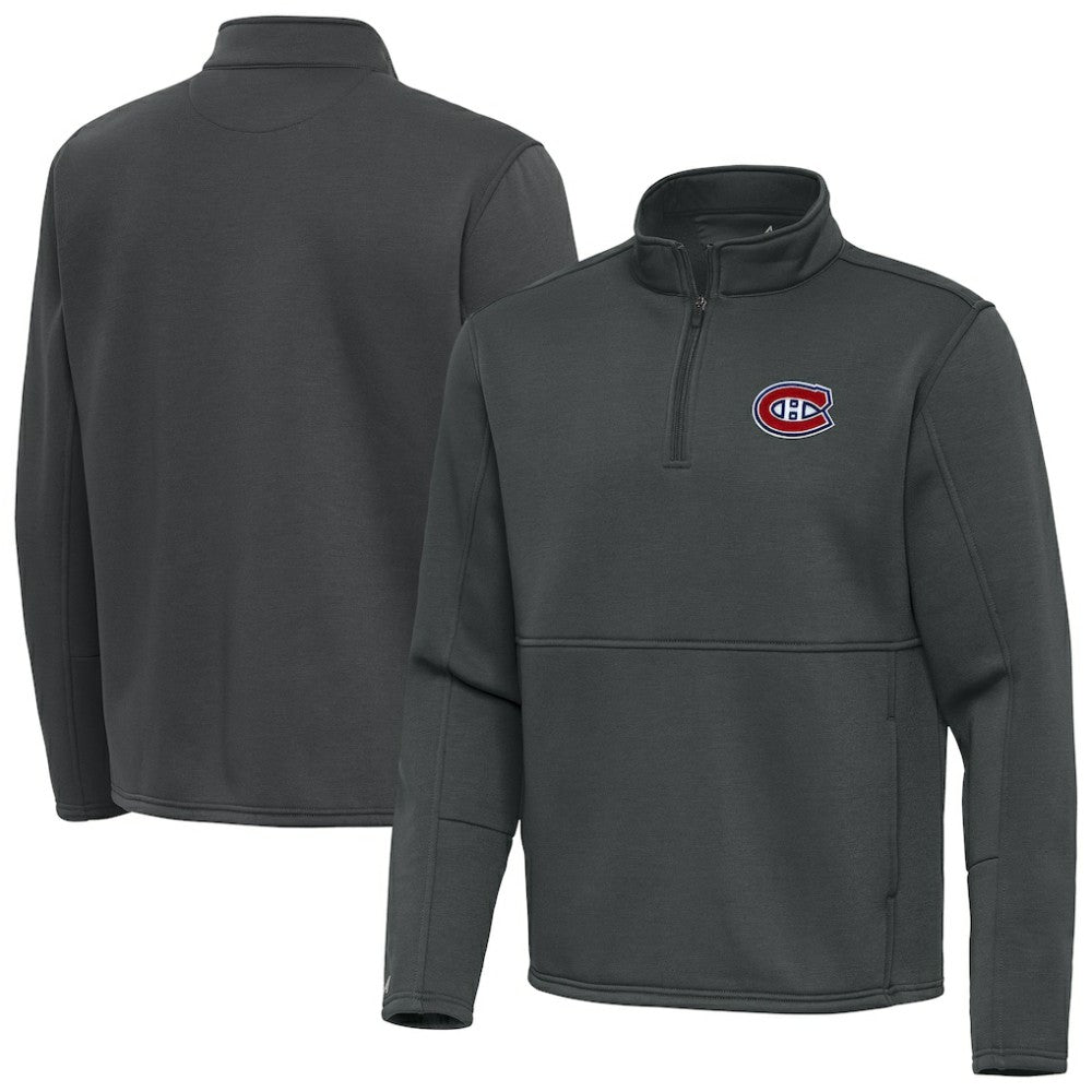 Montreal Canadiens Antigua Twist Quarter-Zip Pullover Jacket Pewter